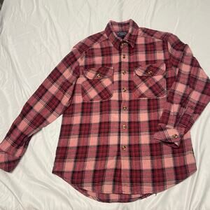 Canyon Creek Shirt Flannel Pink Size M Button Up Long Sleeve Soft Warm Button Up